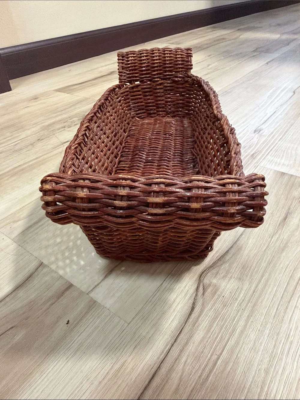 Vintage Wicker Basket Tray Long Rectangular Rustic Farmhouse Cottagecore Boho